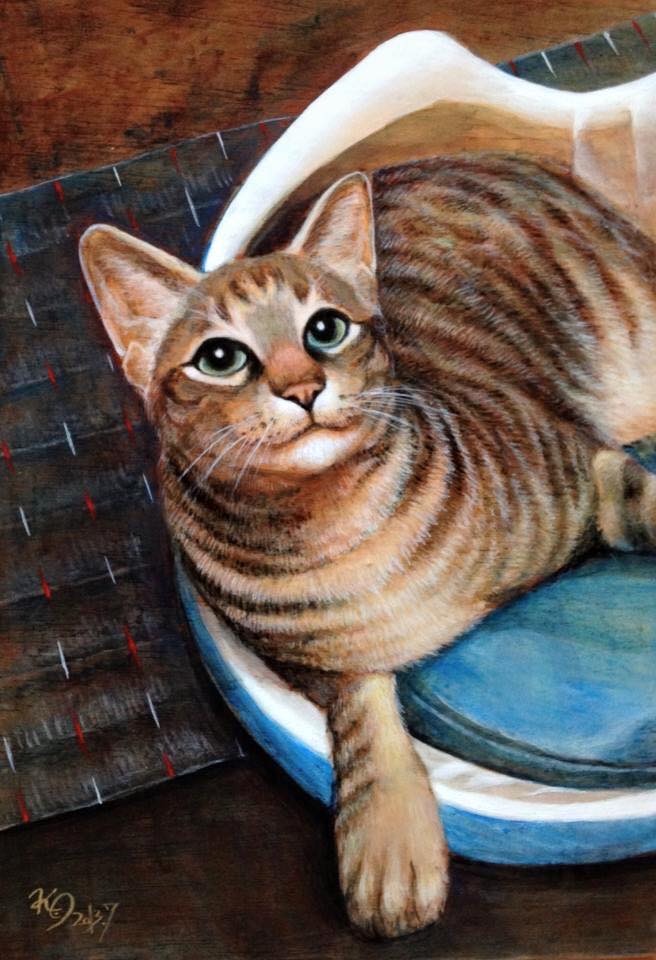 アクリル画　動物画　ペット画　猫　猫の絵　美術　絵画　絵　アート