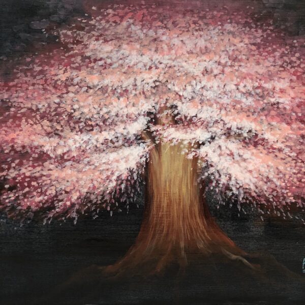 Sakura 桜　夜桜　植物画　アクリル画
